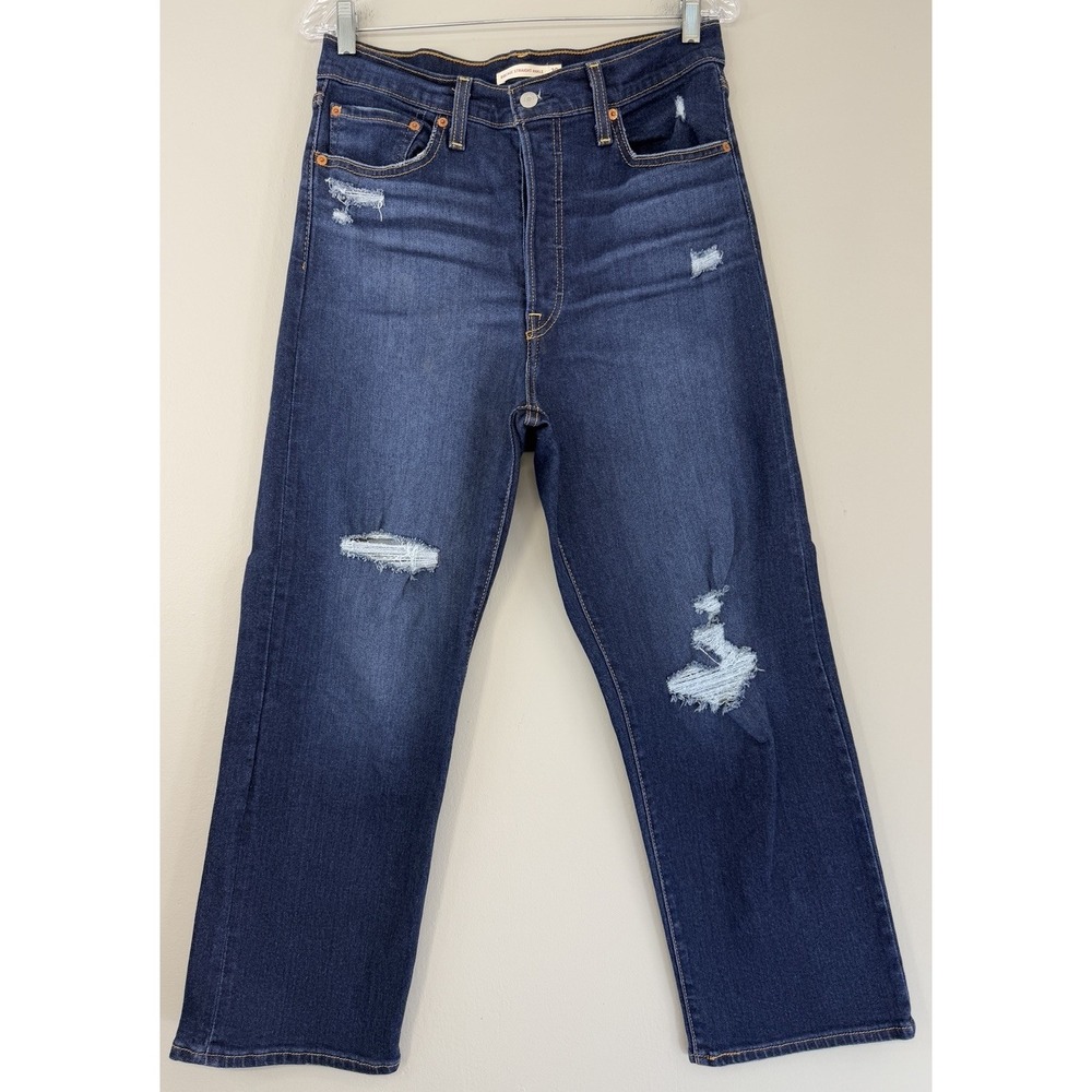 Levi's Ribcage Straight Ankle Jeans Women's 30 High Rise Stretch Denim